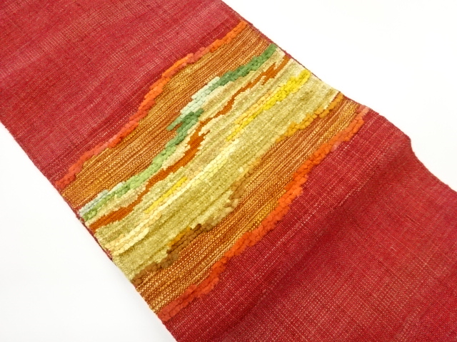 JAPANESE NAGOYA OBI / MAWATA TSUMUGI / WOVEN ABSTRACT STRIPE